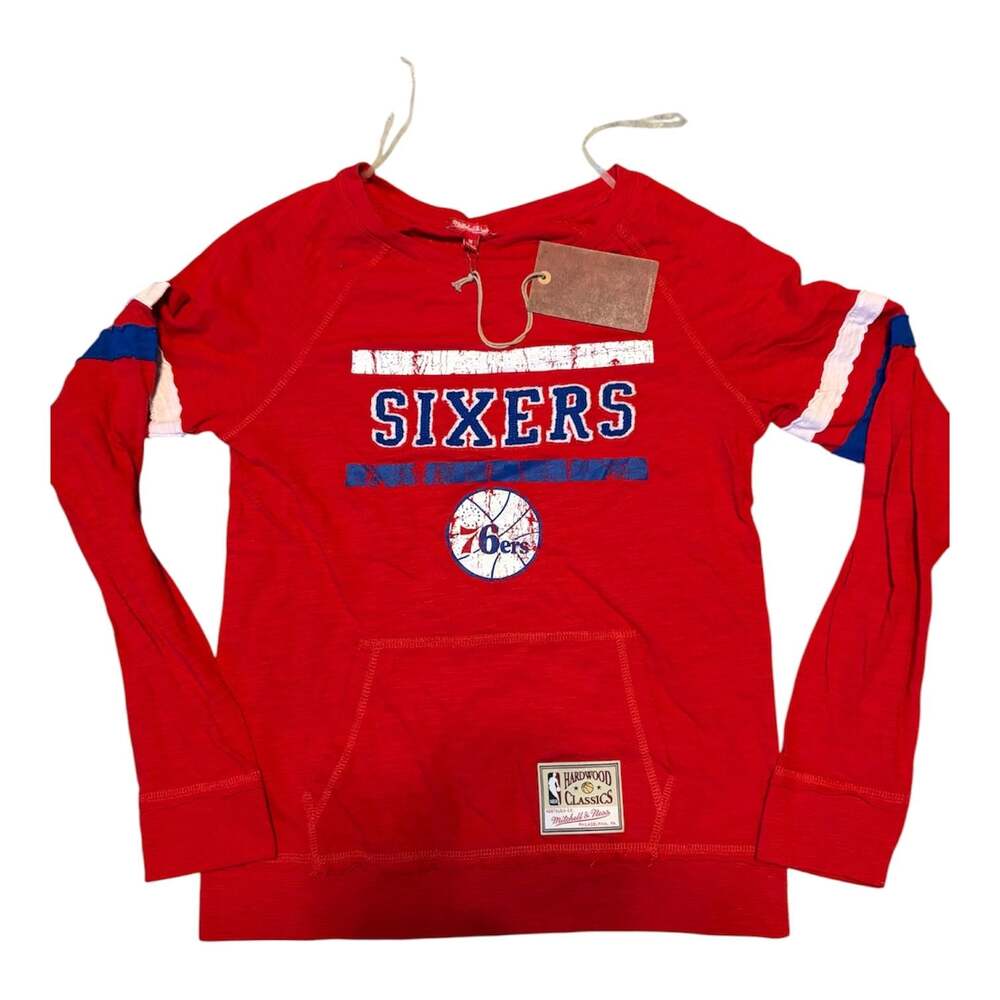 Mitchell & Ness women’s 76ers HWC Red Long Sleeve Lightweight Hoodie